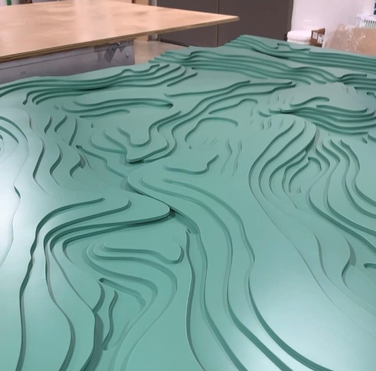 Custom-painted topographical map